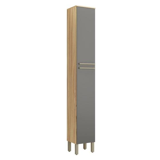 Imagem de Paneleiro Simples Para Cozinha Com 2 Portas 100% Mdf Napoli Prime Rio Doce Amendoa/Chumbo