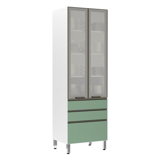 Imagem de Paneleiro Torre 70Cm Prata Pérola Branco Com Verde Jade