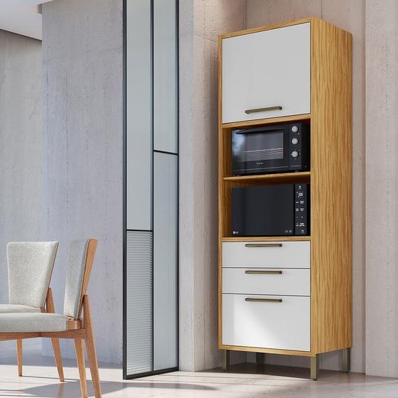 Imagem de Paneleiro Torre Quente com 2 Portas 2 Gavetas e Espaço Micro-ondas 100% MDF Vicenza Espresso Móveis