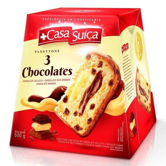 Imagem de Panettone 3 Chocolates Casa Suíça 500g