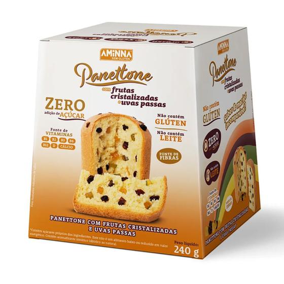 Imagem de Panettone Frutas Zero Açúcar Glúten e Leite 240g Aminna