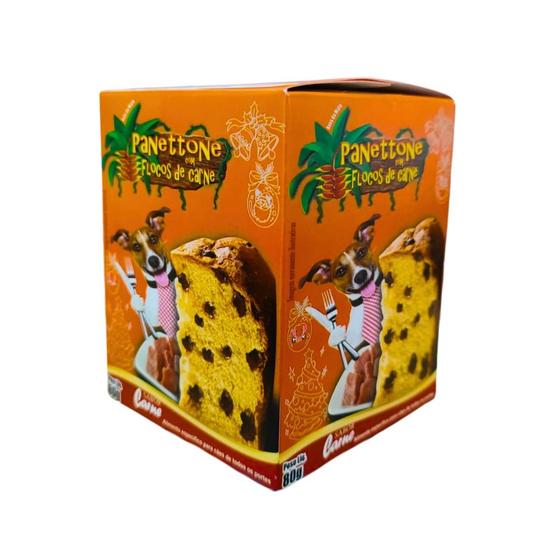 Imagem de Panettone Para Cães Cachorro Sabor Flocos de Carne 80gr