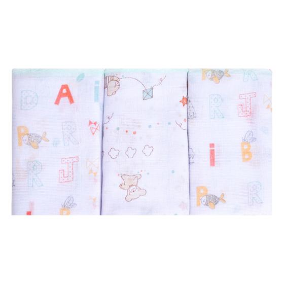 Imagem de PANINHO DE BOCA BABETE PAPI KIT C/3 UN 32x32 - ESTAMPADA- 100%ALGODÃO - PARA BEBÊ - PAPI