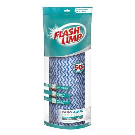 Imagem de Pano Azul Multuso Flash Limp - 50 Unidades