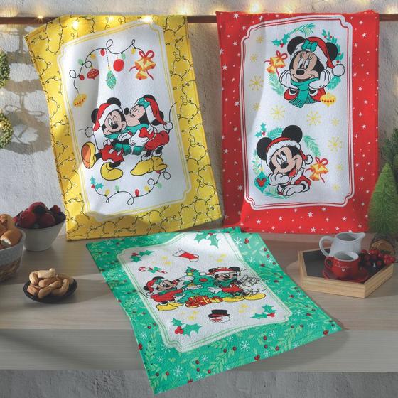 Imagem de Pano Copa Felpudo Estampado Döhler - Mickey e Minnie 21 Natal