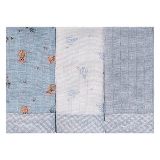 Imagem de Pano De Boca Com 3 Unidades Para Bebê Estampado 34x40cm - Baby Joy Fábula