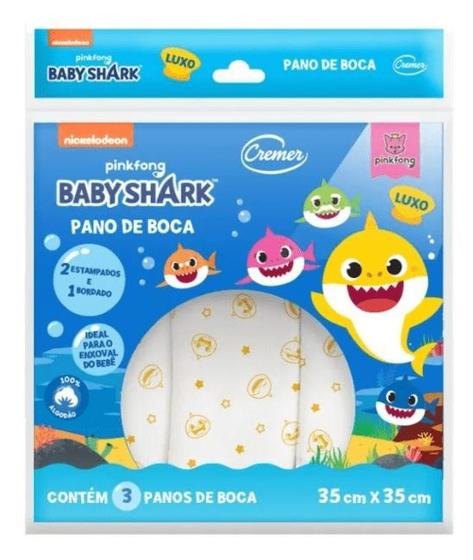 Imagem de Pano De Boca Cremer Luxo Baby Shark 3un 