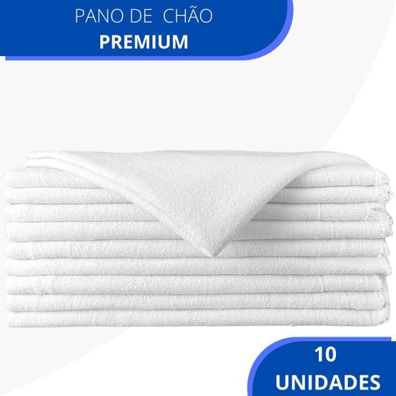 Imagem de Pano De Chão Branco Grande Saco Duplo Alvejado Algodão Atacado 10 Unidades