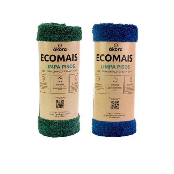 Imagem de Pano de Chão Pacote 2 Cores Mistas em Microfibras 40x60cm Ecomais Limpa Pisos Área Interna