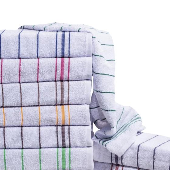 Imagem de Pano de Copa Felpudo Listrado 44cm x 65cm kit com 12 Peças