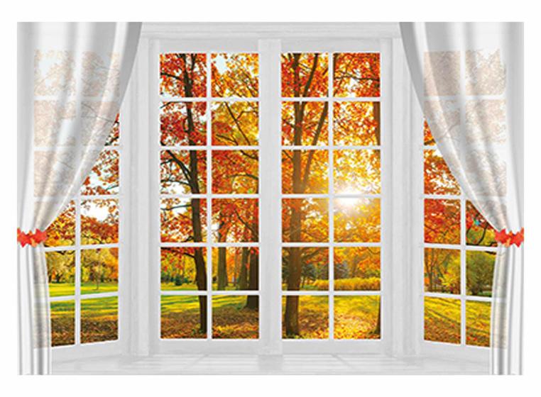 Imagem de Pano de fundo Allenjoy Autumn Tree Window Fall Forest 210 x 150 cm