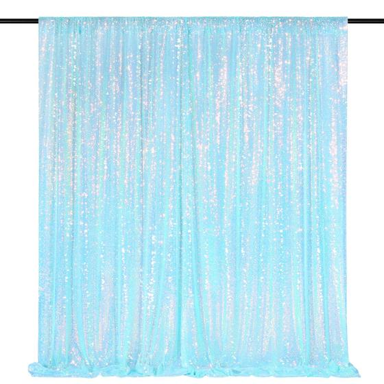 Imagem de Pano de fundo de lantejoulas QueenDream Blue Iridescent 240 cm x 240 cm