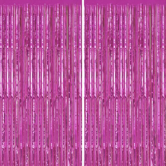 Imagem de Pano de Fundo Metálico com Franjas DECOCKRAT - Hot Pink - 1x2m