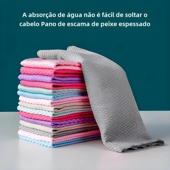 Imagem de Pano de Limpeza de Escamas de Peixe - Absorvente, Sem Marcas, para Cozinha e Vidros