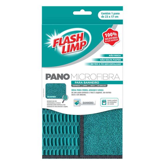 Imagem de Pano De Microfibra Para Banheiro Vidro Azulejo Louça Flashlimp