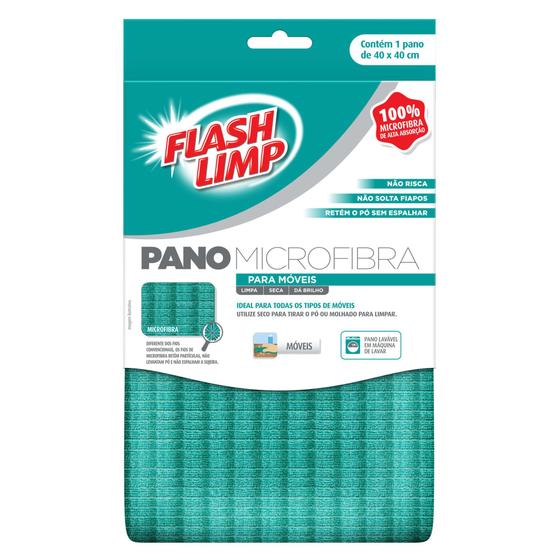 Imagem de Pano De Microfibra Para Móveis Limpa E Seca Flash Limp