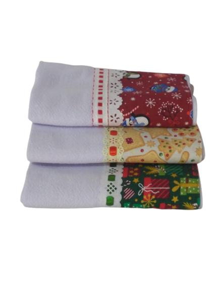 Imagem de Pano De Prato 100% Algodão Natal Kit 3 Pçs Presente