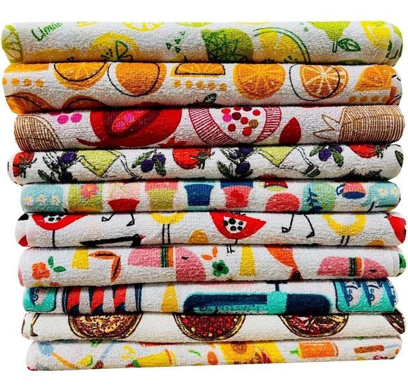 Pano De Prato Atoalhado Felpudo Premium Kit Com 10 Peças - CAMESA Imagem de Pano De Prato Atoalhado Felpudo Premium Kit Com 10 Peças