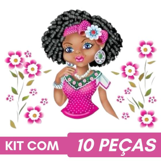 Imagem de Pano de Prato Para Fazer Saia Crochê Boneca Artesã Mulata Com Glitter Com 10 peças