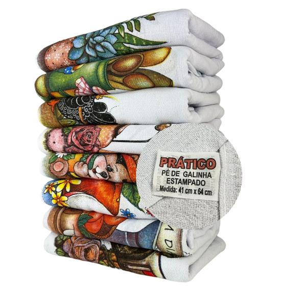 Imagem de Pano De Prato Pé De Galinha Estampas Sortidas - Kit C/ 30 Un