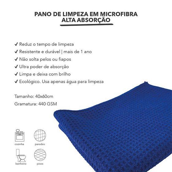 Imagem de Pano Microfibra Limpa Piso Ultra Absorvente Wafle 40cmx60cm