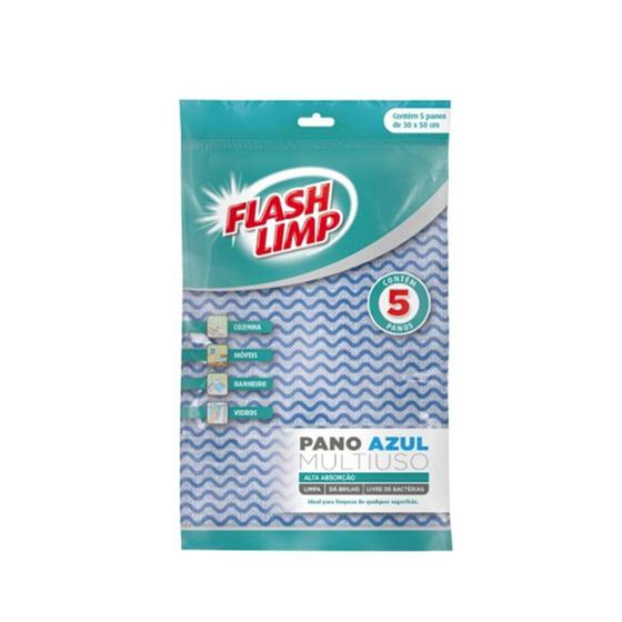 Imagem de Pano Multiuso Azul 5 Pçs - FlashLimp