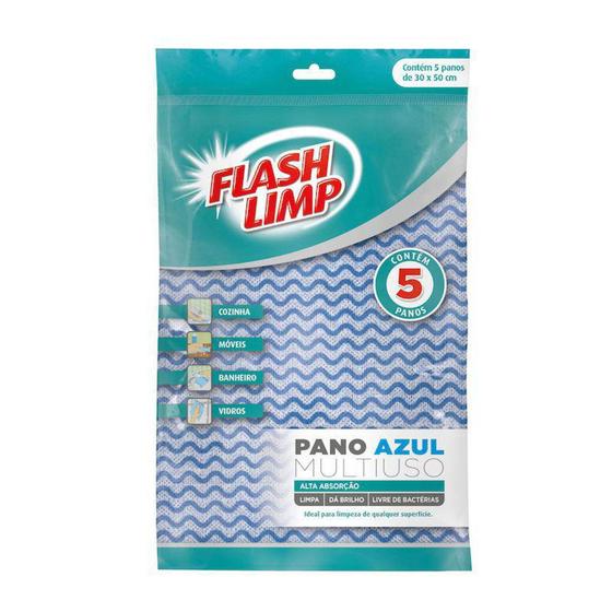 Imagem de Pano Multiuso De Poliester Reutilizavel com 5 pcs 50X30Cm  Flash Limp