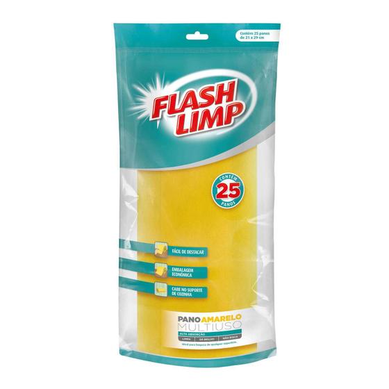 Imagem de Pano Multiuso Flash Limp 25Un Amarelo