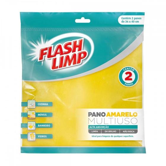 Imagem de Pano Multiuso Flash Limp Amarelo Com 2 Pecas - Flp4540