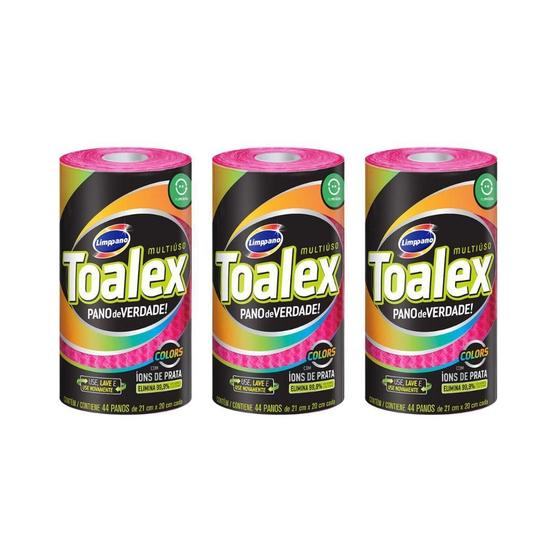 Imagem de Pano Multiuso Toalex Reutilizavel Rosa Com 44Un-Kit Com 3Un
