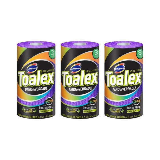 Imagem de Pano Multiuso Toalex Reutilizavel Roxo Com 44un-Kit C/ 3un