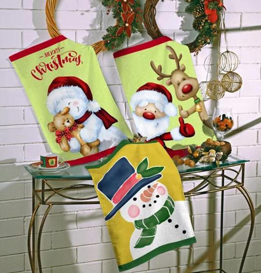 Imagem de Panos de Copa Felpudo Natal Teka - Kit9peças