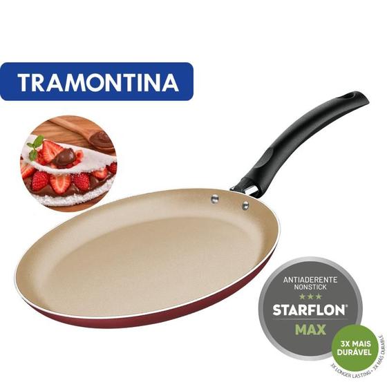 Panquequeira Tapioqueira Antiaderente Alumínio Tramontina Turim 22cm Vermelha Frigideira Antiaderente crepe