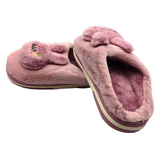 Imagem de Pantufa 3D Infantil Chinelo Bichinho Orelha Coelho Pelinho