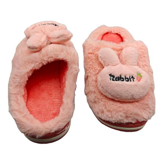 Imagem de Pantufa 3D Infantil Chinelo Bichinho Orelha Coelho Pelinho