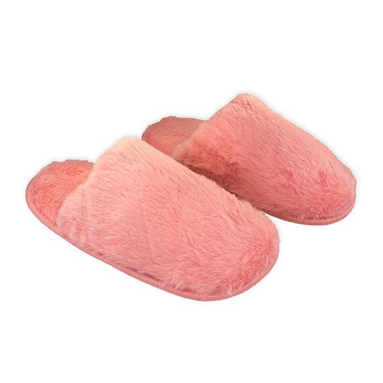 Imagem de Pantufa Adulto Rosa 38/39 Super Confortável Felpuda e Macia