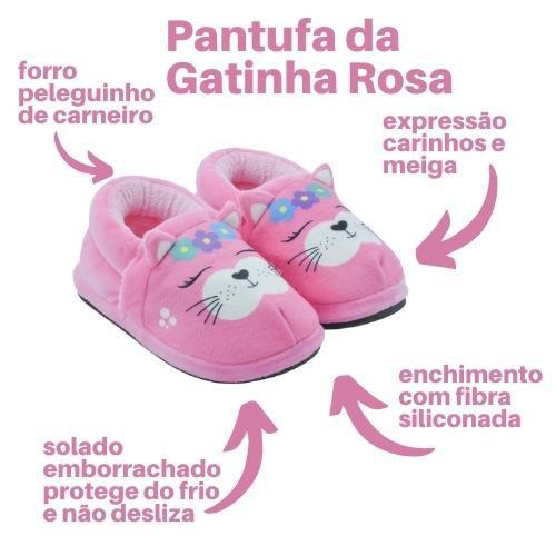 Imagem de Pantufa Infantil Gatinha Rosa 2D pantufa menina Bixo ferpa
