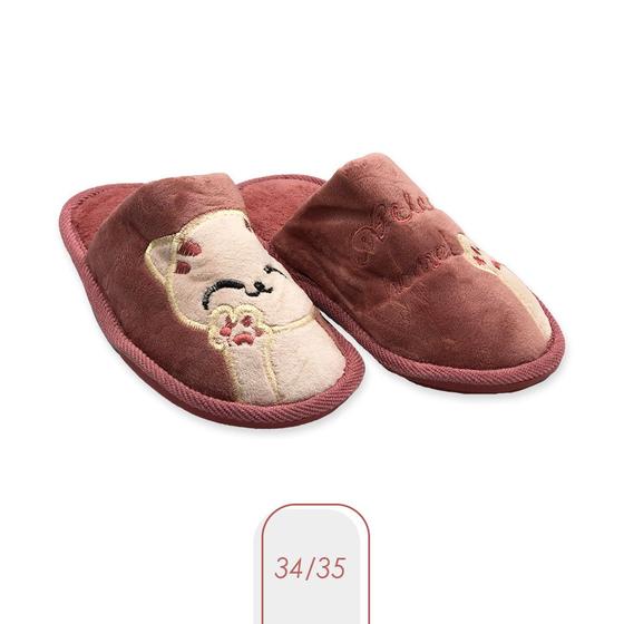 Imagem de Pantufa Infantil Gato Antiderrapante Aveludada Gatinho Frio Inverno