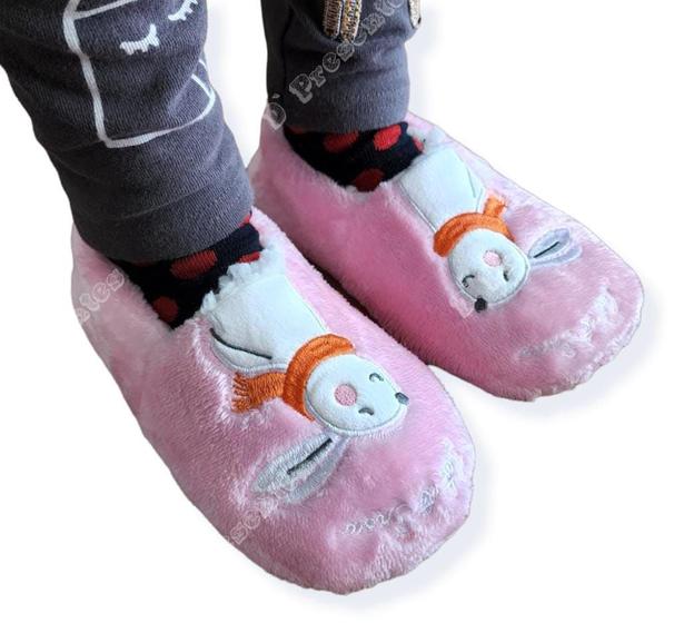 Imagem de Pantufa Sapatilha Menina Coelho Pelinho Antiderrapante