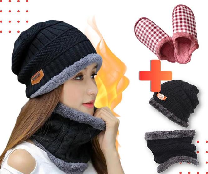 Pantufa Sapatinho Feminino E Touca Toca De Frio Inverno Intenso Estilo Balaclava Menor preço em Pantufa Sapatinho Feminino E Touca Toca De Frio Inverno Intenso Estilo Balaclava