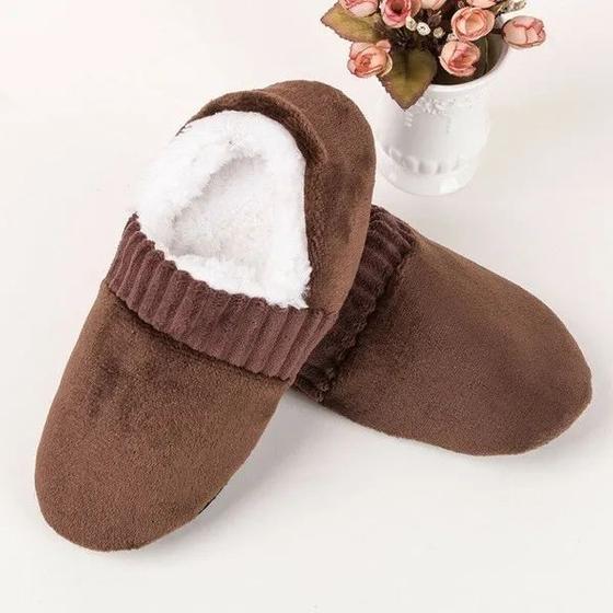 Imagem de Pantufa Sapato Forrada Antiderrapante Adulto Frio Pelúcia 1 Par Para Esquentar os Pés Térmica