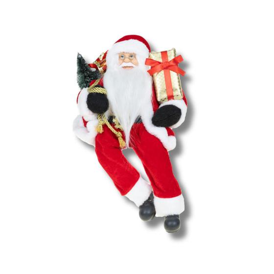 Imagem de Papai Noel 30 cm Sentado Vermelho Enfeite Natalino Premium Decoração Natal