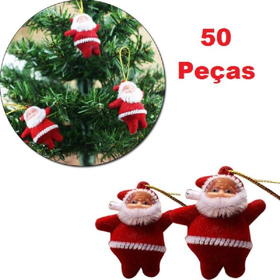 Imagem de Papai Noel 5cm Enfeite Para Árvore De Natal Kit 50 pçs