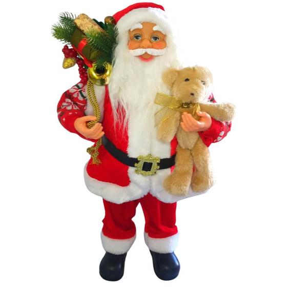 Imagem de Papai Noel 60cm Luxo Casaco de Tricô Presentes Urso -SALDÃO