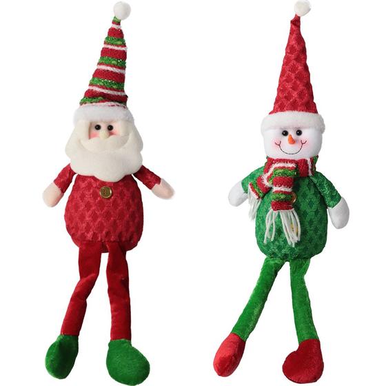 Imagem de Papai noel / boneco de neve sentado com pernas mole vermelho 52x13cm