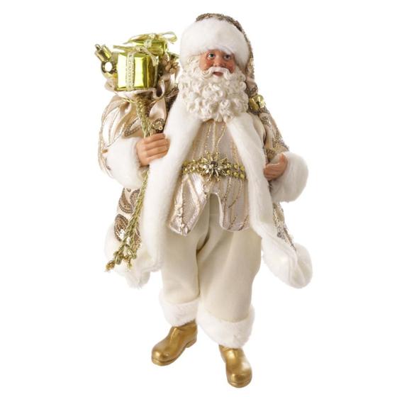 Imagem de Papai noel colecionavel em resina champanhe 28cm florarte