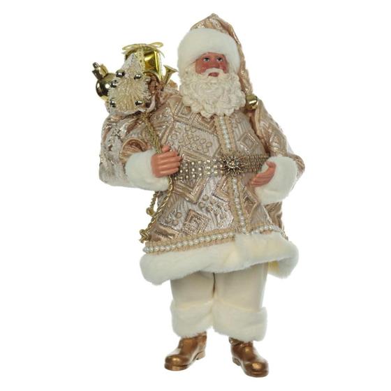 Imagem de Papai noel colecionavel em resina dourado 28cm florarte