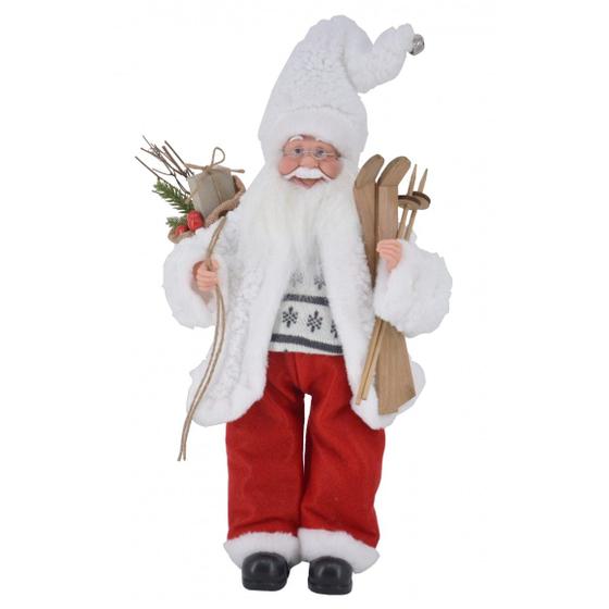 Imagem de Papai Noel Com Ski Casaco Macio Decoração Natal Luxo 45cm