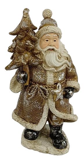 Imagem de Papai Noel De Natal Dourado De Resina Decorativo Natal 24Cm