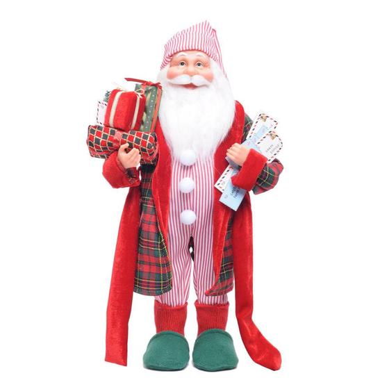 Imagem de Papai Noel Decorativo com Pijama Listrado 45x26x14cm 1025528
